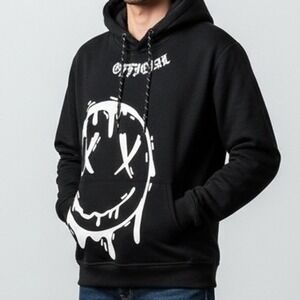 RGSTR Mens Official Dripping Smiley Face Hoodie Black Streetwear S emo Skater